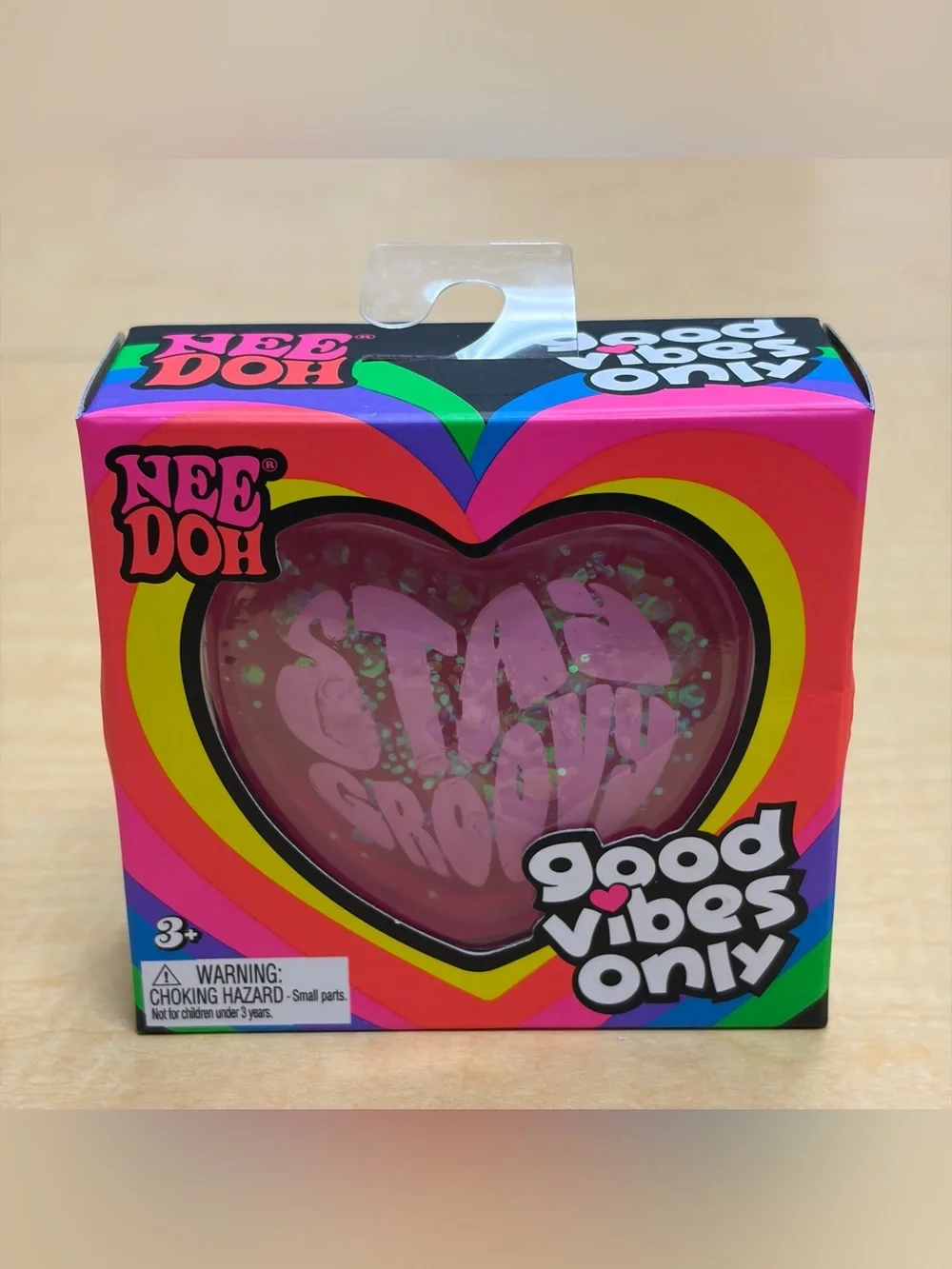 Nee Doh Good Vibes Only Pink Glitter Heart 